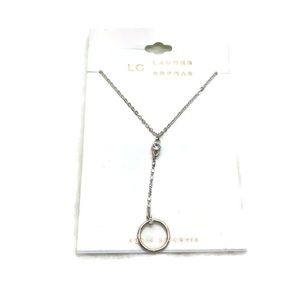 LC Lauren Conrad Silver Drop Pendant CZ Necklace